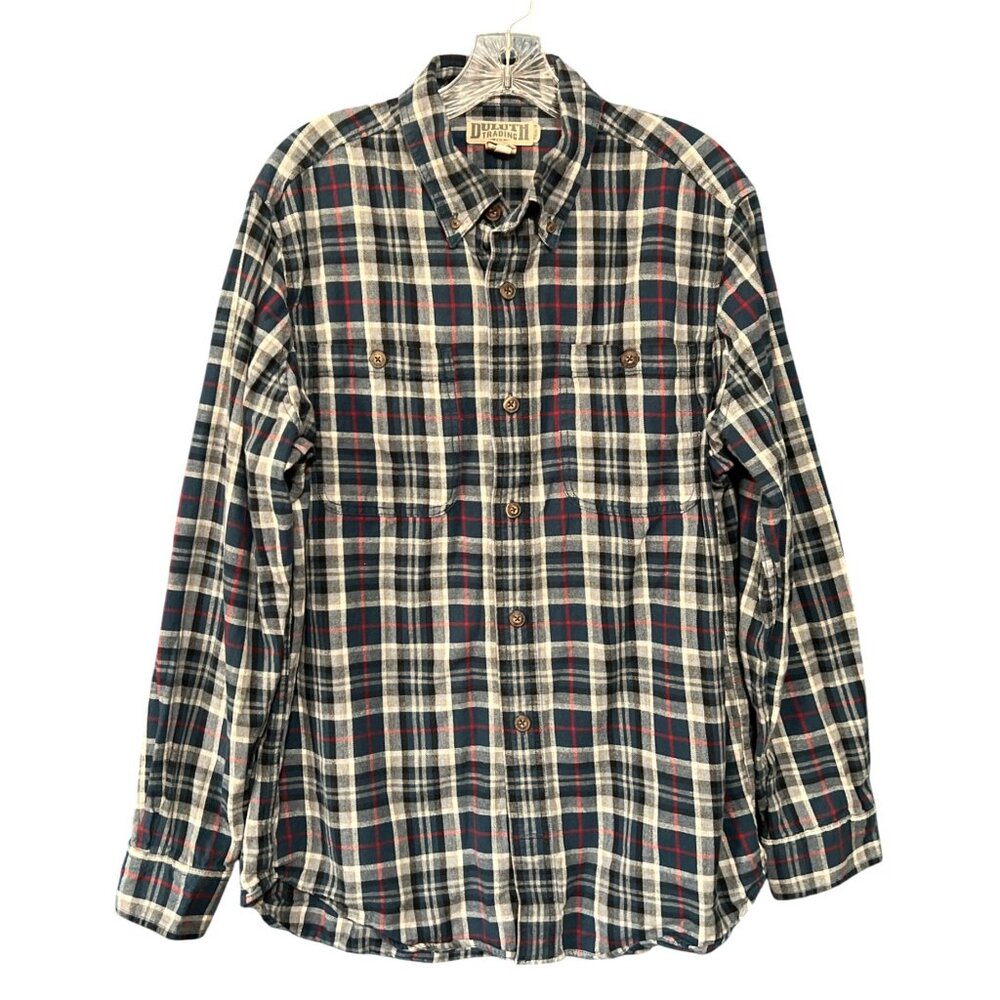 Duluth Trading Co Mens Trim Fit Plaid Flannel Shirt Size L